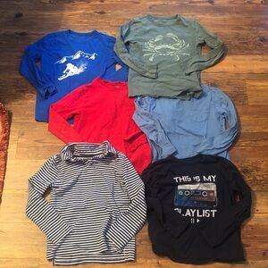 J. Crew Factory Kids' Long Sleeve Tees 4 Long Sleeve Polo and 1 Gap Long Sleeve